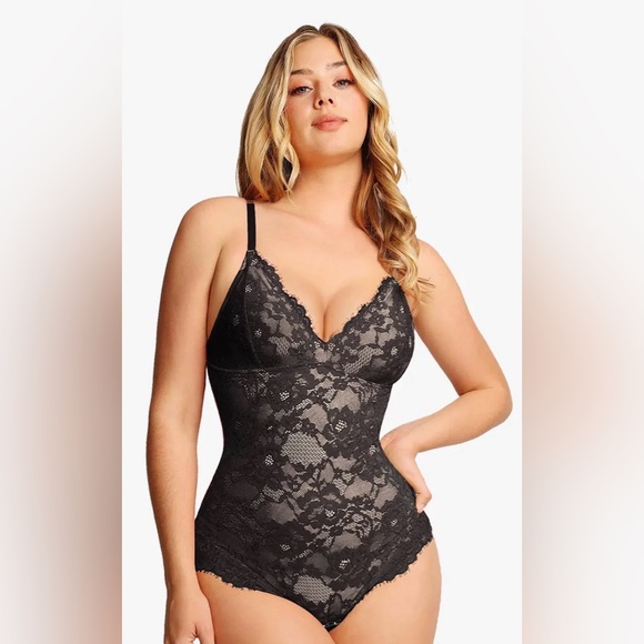 Popilush Shapewear Firm Control Smoothing Full Lace Thong Bodysuit - Picture 2 of 5